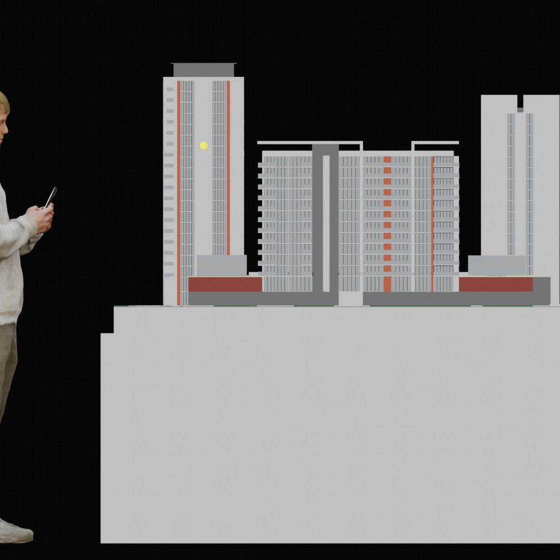 Residential Towers Complex Model 3D Design File - view 1