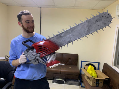 Denji Cosplay Chainsaw man head Prop - Large Anime-Style Weapon Replica