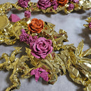 Chinese Gold Dragon Wall Art Sculpture - Custom Floral Metallic Art