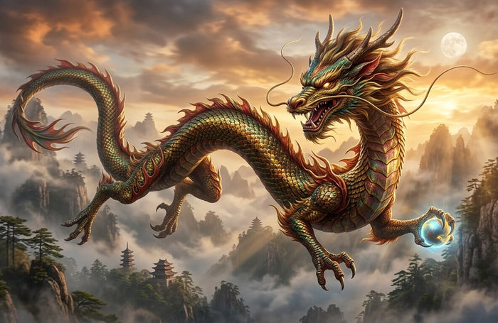 Chinese Gold Dragon Wall Art Sculpture - Custom Floral Metallic Art