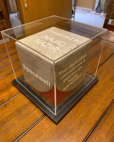 Concrete Cube Award - Custom Engraved Minimalist Trophy