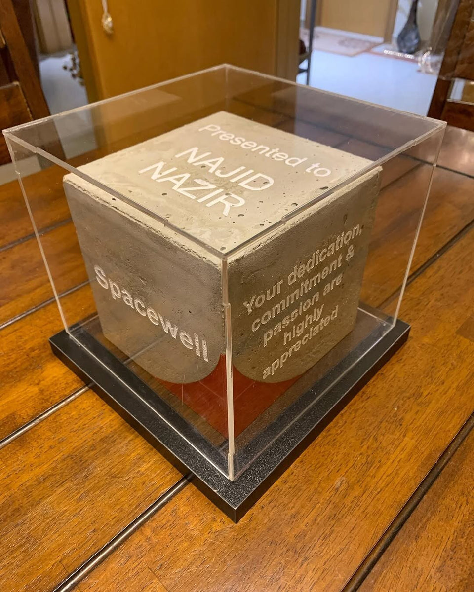 Concrete Cube Award - Custom Engraved Minimalist Trophy