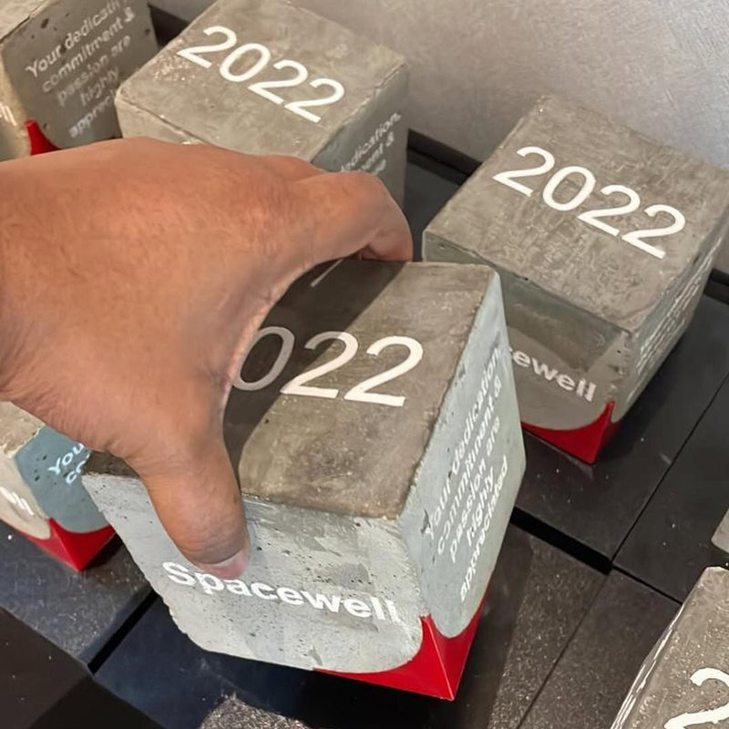 Concrete Cube Award - Custom Engraved Minimalist Trophy
