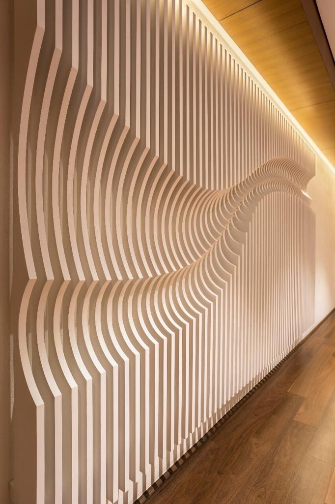 Custom Parametric Wave Wall Art - Sculptured Wood Panel