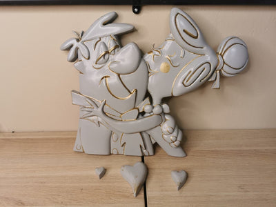 Flintstone Romantic Couple Relief Art