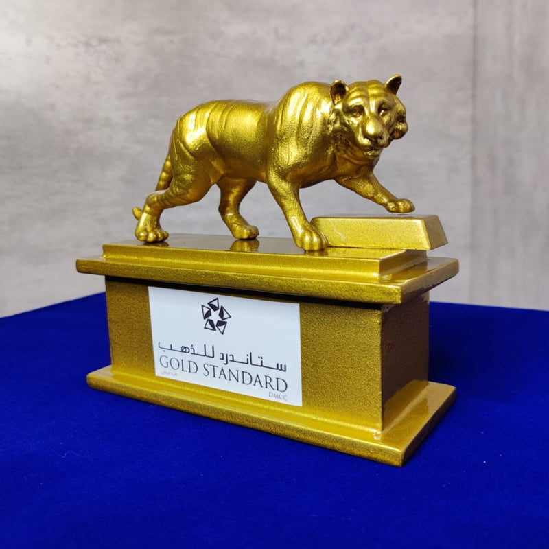 Gold Tiger Sculpture Award - Custom Figurine Trophy