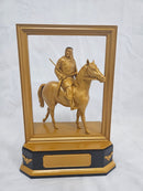 Gold equestrian statue trophy front view