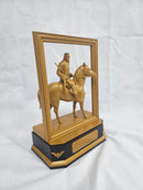 Founder statue on horseback closeup