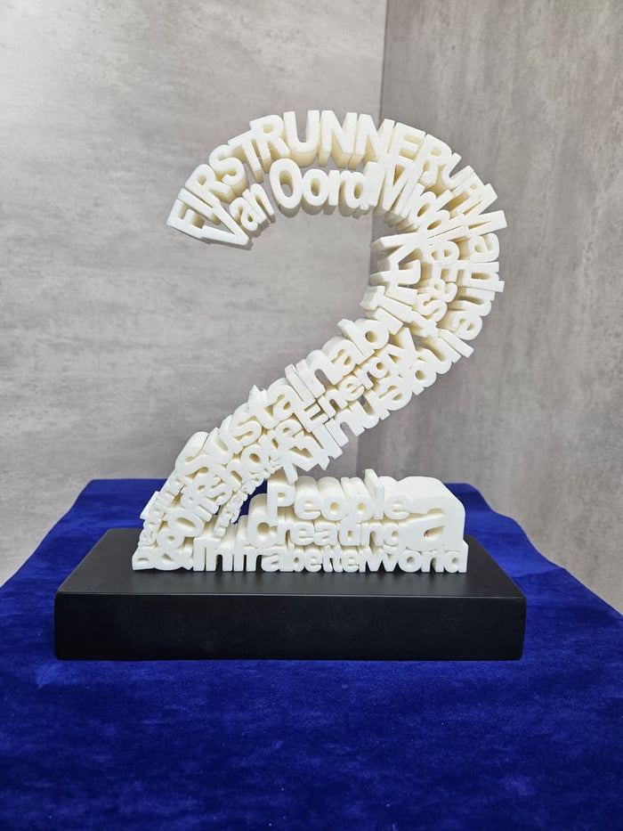 3D Typography Number Award - Word Sculpture Trophy
