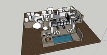 3 BHK Interior design with swimming pool 3d design file