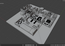 3 BHK Interior design with swimming pool 3d design file