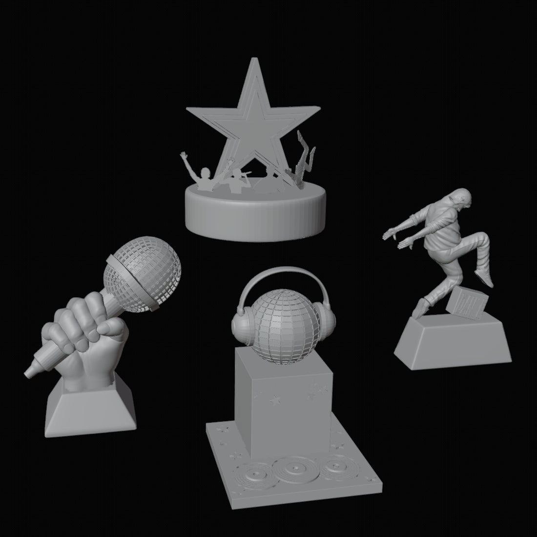 Music Award Trophies Set 3D Design File - view 1