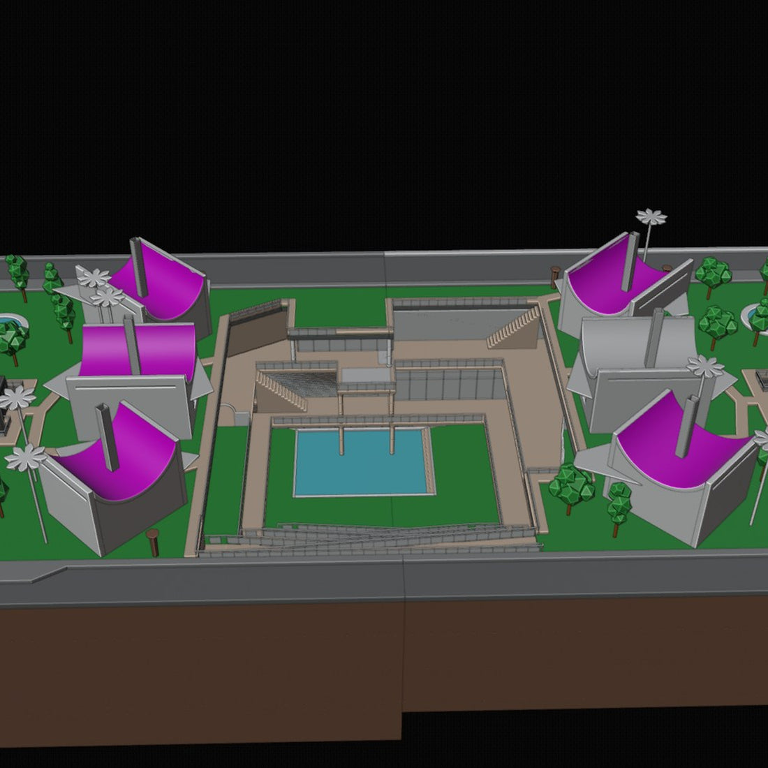 Luxury Villa Compound Model Diorama 3D Design File - view 1
