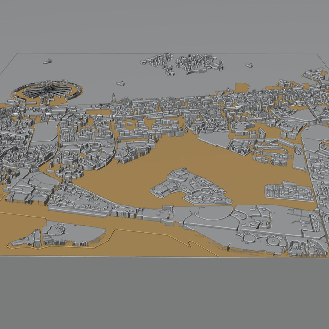 Dubai Map 1.5 x 1.5m Relief Panel 3D Design File - view 1