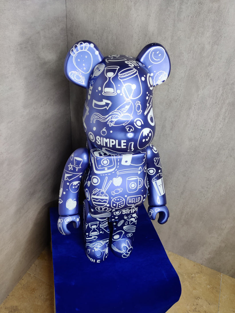 Blue Doodle Bearbrick 1000% – Designer Art Toy Statue Collectible