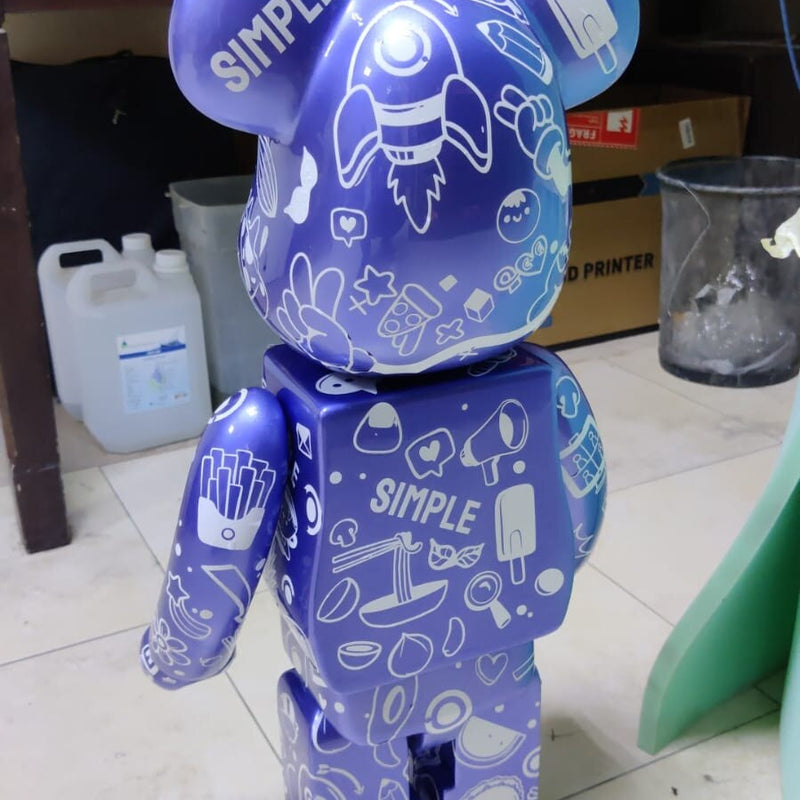 Blue Doodle Bearbrick 1000% Designer Art Toy Statue Collectible