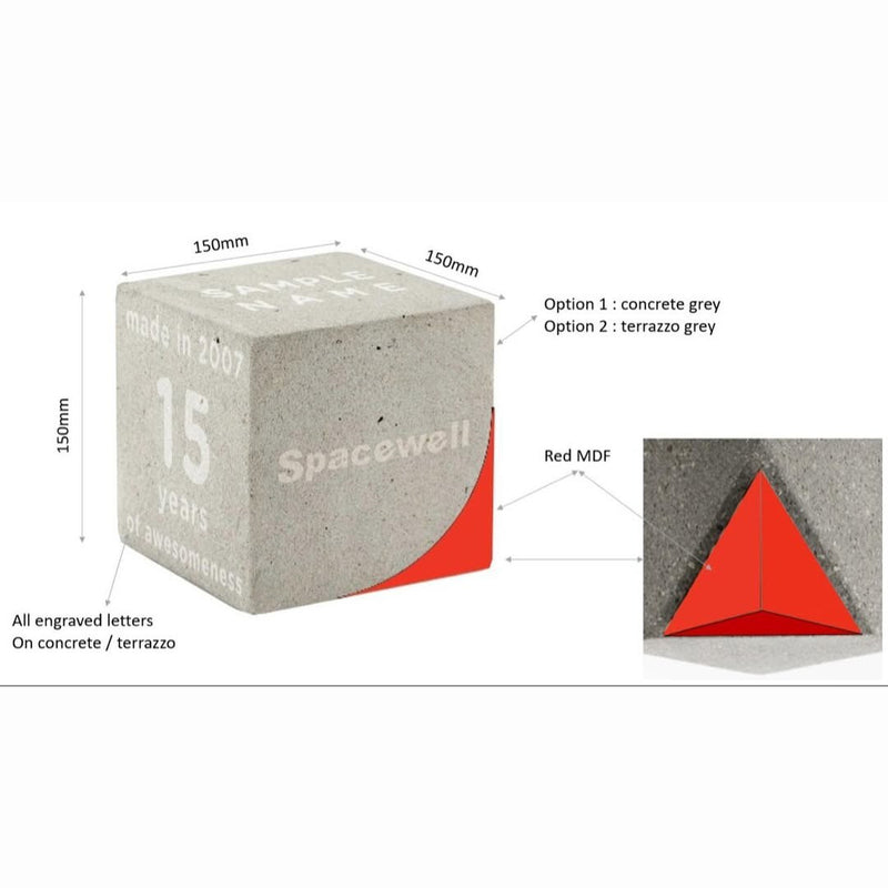 Concrete Cube Award - Custom Engraved Minimalist Trophy