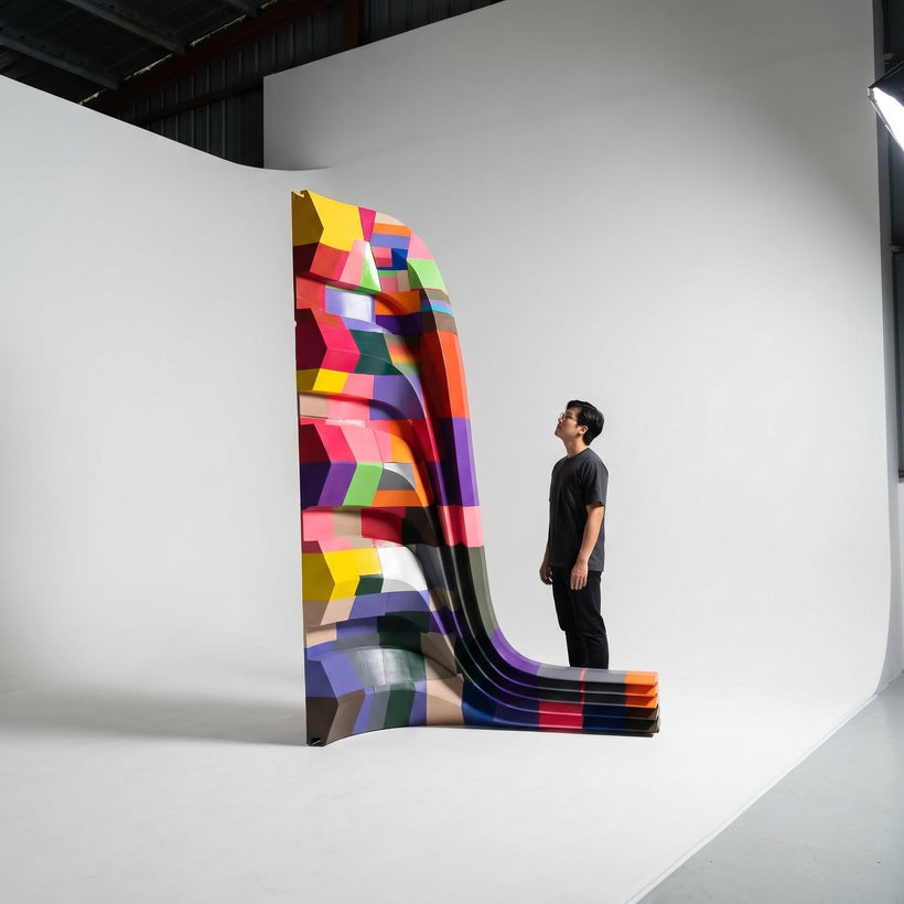 Abstract Geometric Sculpture - Colourful 3D Art Piece