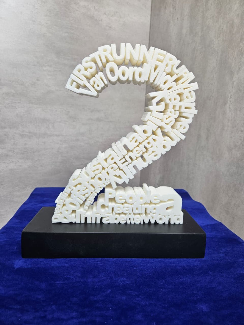 3D Typography Number Award - Word Sculpture Trophy