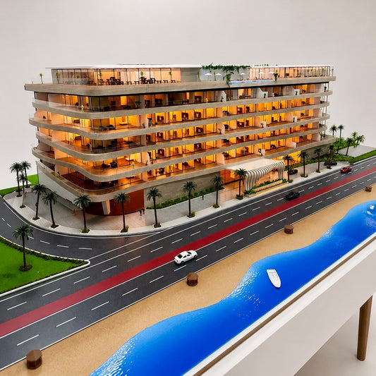 Beachfront Residences Building Model - Illuminated Real Estate Sales Gallery Scale Model