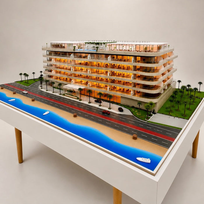 Beachfront Residences Building Model - Illuminated Real Estate Sales Gallery Scale Model