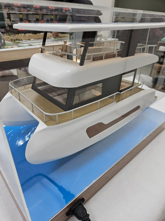 Solar Catamaran Yacht Scale Model - Luxury Vessel Replica