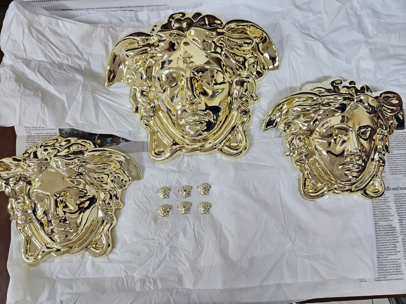 Gold Chrome Medusa Wall Art - Decorative Sculpture