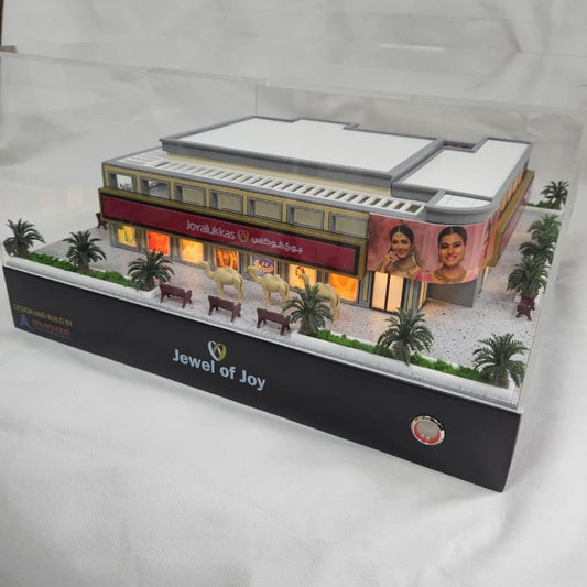 Illuminated jewellery showroom fitout scale model in acrylic case