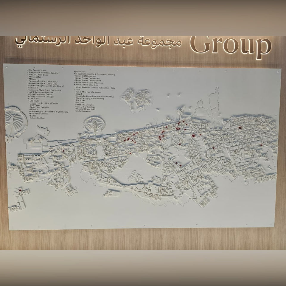 3D Dubai City Relief Wall Map