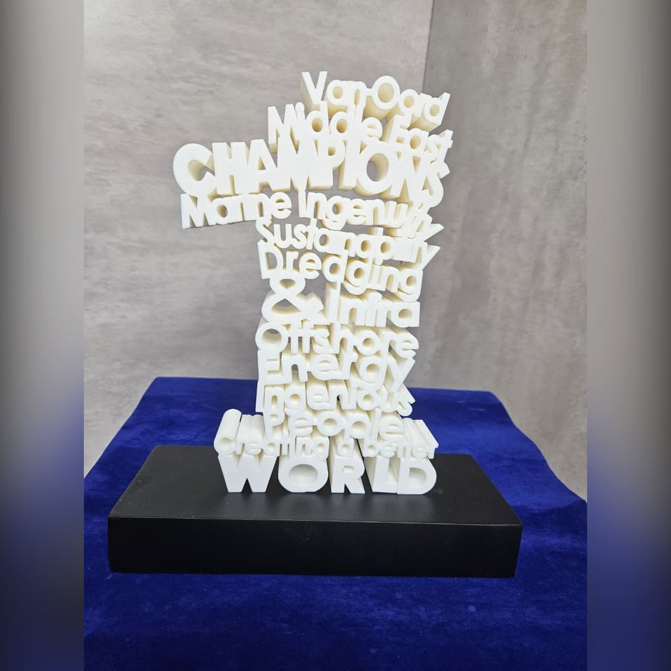 3D Typography Number Award - Word Sculpture Trophy